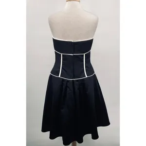 Vintage Y2k Jessica McClintock Satin Cocktail Dress Strapless Fit & Flare Black thumbnail 10