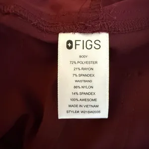 FIGS NWT Yola Maternity Skinny Scrub‎ Pants Small Burgundy Workwear thumbnail 4