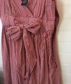 Alexandra Bartlett Gingham Cotton Midi Dress​ Red Size 2 thumbnail 4