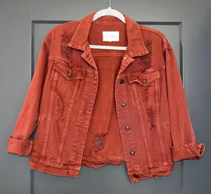 Tilly's Distressed Burnt Orange Jean Jacket thumbnail 1