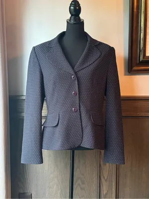 Sag Harbor Classic Navy Polka Dot Women's Blazer Jacket - Navy 12 EUC thumbnail 2