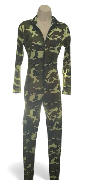 Spirit Halloween Leg Avenue Camo Jumpsuit Catsuit Womens Small 4-6 Army Costume thumbnail 1