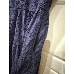 Crown & Ivy Navy Eyelet Midi Dress Sewing Down South Size 4 Preppy Coastal thumbnail 5