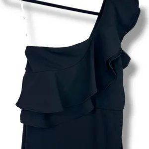 NEW Lulus Grand Beauty Black Ruffled One-Shoulder Mermaid Maxi Dress Large thumbnail 7
