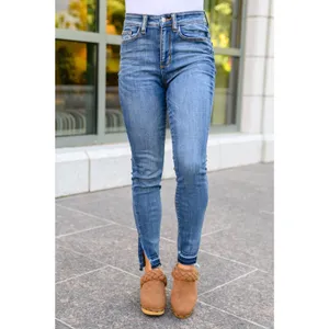 Judy Blue Catch and Release Side Slit Skinny Fit High Rise Dark Wash Denim Jeans thumbnail 2