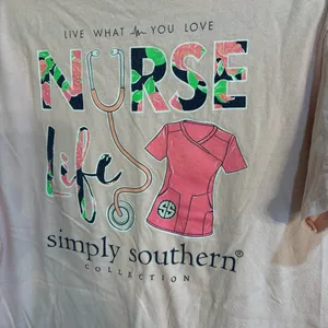 Simply Southern Collection womens nurse life graphic short sleeve t-shirt pink L thumbnail 4