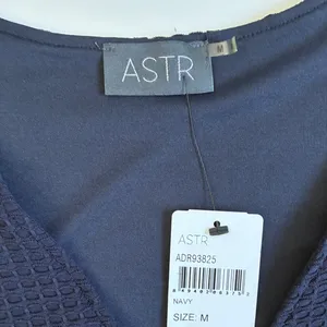ASTR Navy Blue Waffle Knit V-Neck Tulip Hem Bodycon Dress‎ ADR93825 WMN's M NWT thumbnail 4