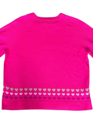 EUC Lilly Pulitzer Alyona Heart Jacquard Puff Sleeve Sweater Pink Size Medium thumbnail 11