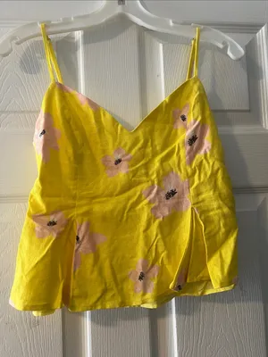 Zara Yellow Floral Spaghetti Strap Cami thumbnail 1
