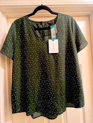 41 Hawthorn Green V Neck Blouse Size L thumbnail 1