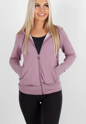 Anderson Ord Lux Crop Hoodie Performance Jacket Elderberry Heather LRG thumbnail 1