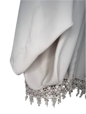 Daytrip Cream Boho Crochet Fringe Long Sleeve Open Front Kimono Cardigan thumbnail 2