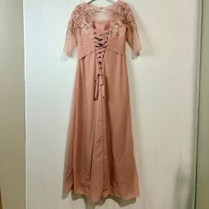 Women’s Lace Bodice Ruffle Chiffon Maxi Formal Gown Dress Dusty Rose Small 4 / 6 thumbnail 7