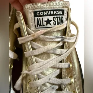 Converse Chuck Taylor All Star Lift Platform Metallic Gold Low-Top Sneakers Sz 6 thumbnail 11