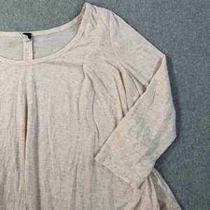 We The Free Free People Women's Medium Peach High Low Pleated 3/4 Sleeve Top thumbnail 2