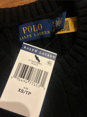 Polo Ralph Lauren Short Sleeve Cable Knit Sweater Beaded Big Pony Logo Black XS thumbnail 2