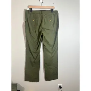 Banana Republic Logan Fit Trousers Olive Green Gold Button Straight Leg Size 16 thumbnail 3