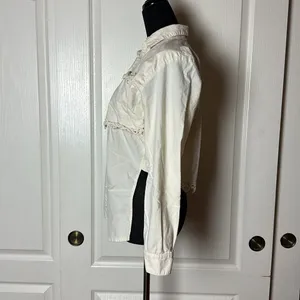 Vtg Cream Western Lace Button Up Long Sleeve High Low Unique Shirt thumbnail 5
