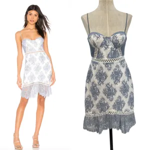 NBD Timantha Lace Bustier Mini Dress‎ Crochet Trim White Blue Size Small thumbnail 2
