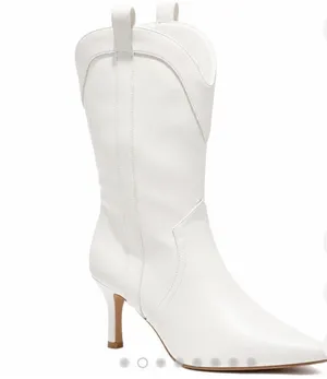 Wild Fable Women's Bryce Heeled Western Cowboy Boots in white faux leather thumbnail 2