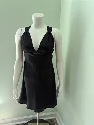 Abercrombie Black Satin Slip Mini Dress small thumbnail 4