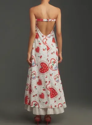 For Love & Lemons Daisy Mae Strapless Midi Bias Dress, Size M thumbnail 6