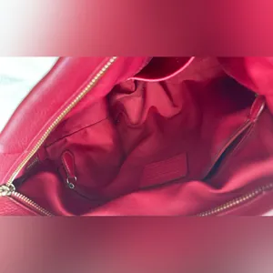 COACH Isabella Vibrant RED Leather Bag Shoulder Pebble Gold Hardware Handbag. thumbnail 9