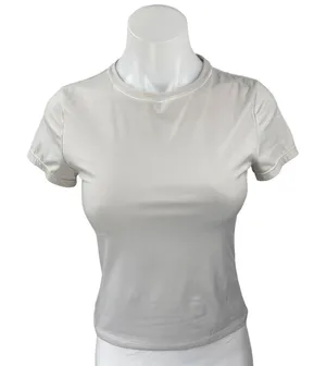 Qinsen Women's Gray Short Sleeve Crew Neck Slim Stretch T Shirt Tee Top Size S thumbnail 1