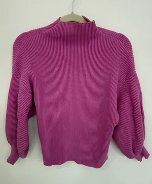 Few Moda Magenta Ribbed Mock Neck Women's Sweater size medium thumbnail 1