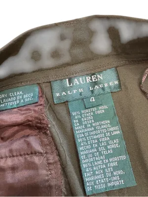 Lauren Ralph Lauren Womens 4 Olive Green Worsted Wool Wide Leg Trouser Pants EUC thumbnail 9