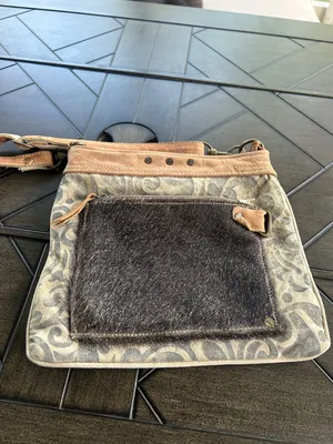 Myra Bag calf hair printed crossbody bag with leather accents western boho chic thumbnail 2