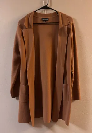 Fortune + Ivy Tan Naji Collared Viscose Coatigan thumbnail 1