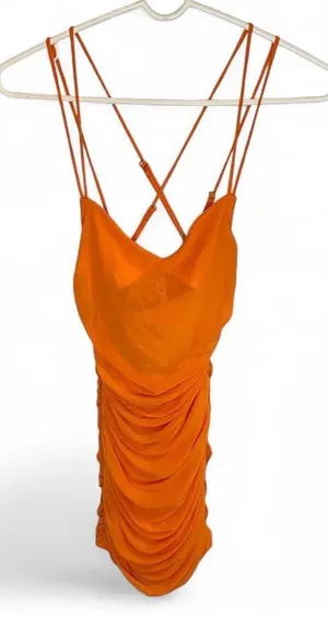 Lucy in the Sky orange mesh dress thumbnail 1