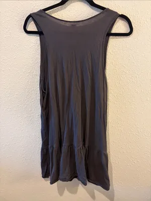 Free People Brittany Peplum Tank Mini Dress Small Charcoal Gray Sleeveless M thumbnail 3