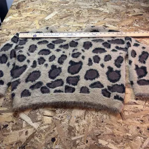 L Love Leopard Print Fuzzy Eyelash Knit Sweater Boho Festival Cozy top size L thumbnail 12