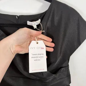 Ivy City‎ Co Audrey Dress Black Satin Midi Wedding Guest Cocktail Elegant Small thumbnail 6