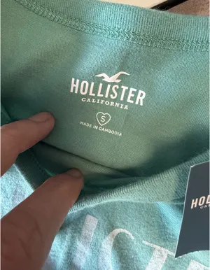 NWT Hollister Mountain Lodge Graphic Crop Tee - Sage Green - Size Small thumbnail 7