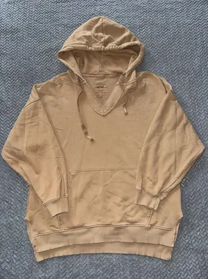 Aerie Wonder V Neck Distressed Oversized Hoodie‎ Sweatshirt Women's Size M thumbnail 1