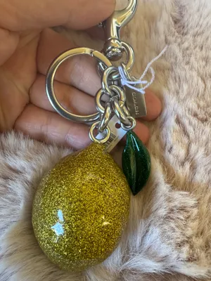 NWT! Coach CAO52 Resin Lemon Bag Charm Keychain Garden Glade In Yellow/Silver thumbnail 3