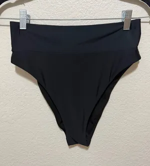 Aerie High Waisted Bikini Bottom Medium Black Swimwear thumbnail 1