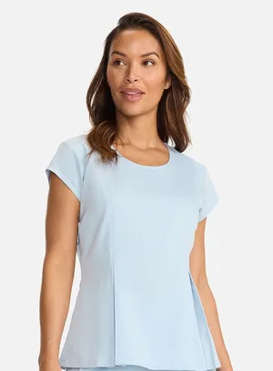 Medelita Women's Crew Neck Pleated Peplum Scrub Top Size XL thumbnail 1