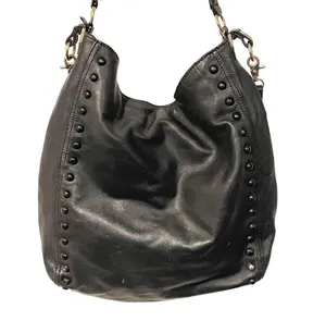 Loeffler Randall Black Soft Pebbled Leather Studded Hobo Shoulder Bag thumbnail 7