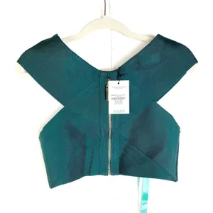 Mistress Rocks Emerald Green Cross Front Bandage Crop Top Large thumbnail 3