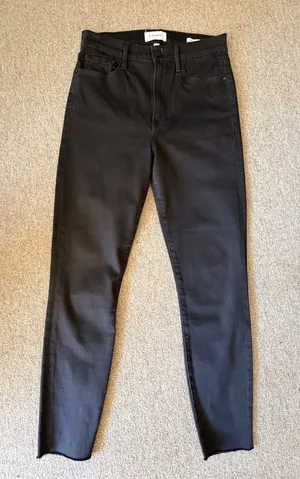 FRAME Ali High Rise Cigarette Jeans Women’s 29 Black Raw Hem Made USA thumbnail 9