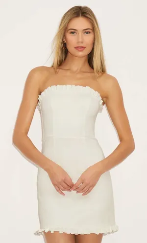 NWT Lulus Little Lovely Ivory Strapless Mini Dress Party Cocktail Classy Size M thumbnail 1