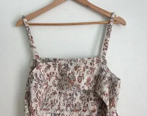 Old Navy Fit Flare Sleeveless Cotton-Poplin Smocked-Bodice Dress 2X Boho Beachy thumbnail 7