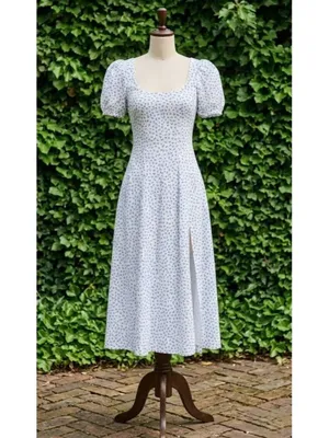 NWT Reformation Coucou in Hanna Floral Linen Puff Sleeve Midi Dress 12 $278 thumbnail 7