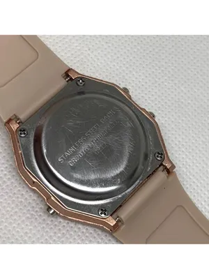 Digital quartz women watch 33mm rose gold multifunction, brown silicone running thumbnail 6