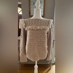 NWT LoveShackFancy Kingston Fringe Sweater - Alpaca Wool Size M thumbnail 2