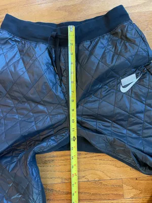 Nike Black Quilted Jogger Pants with White Swoosh thumbnail 4